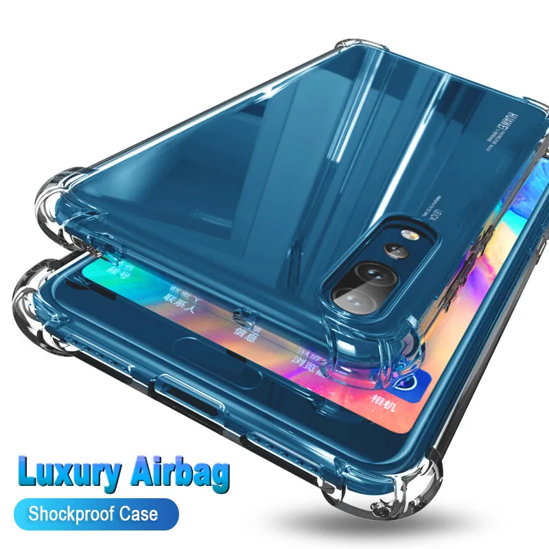 

Rugged Airbag Clear Phone Case For OPPO Realme Narzo X2 10A C15 C12 C11 C3 Pro TPU Simple Transparent Anti Fall Shockproof Cover