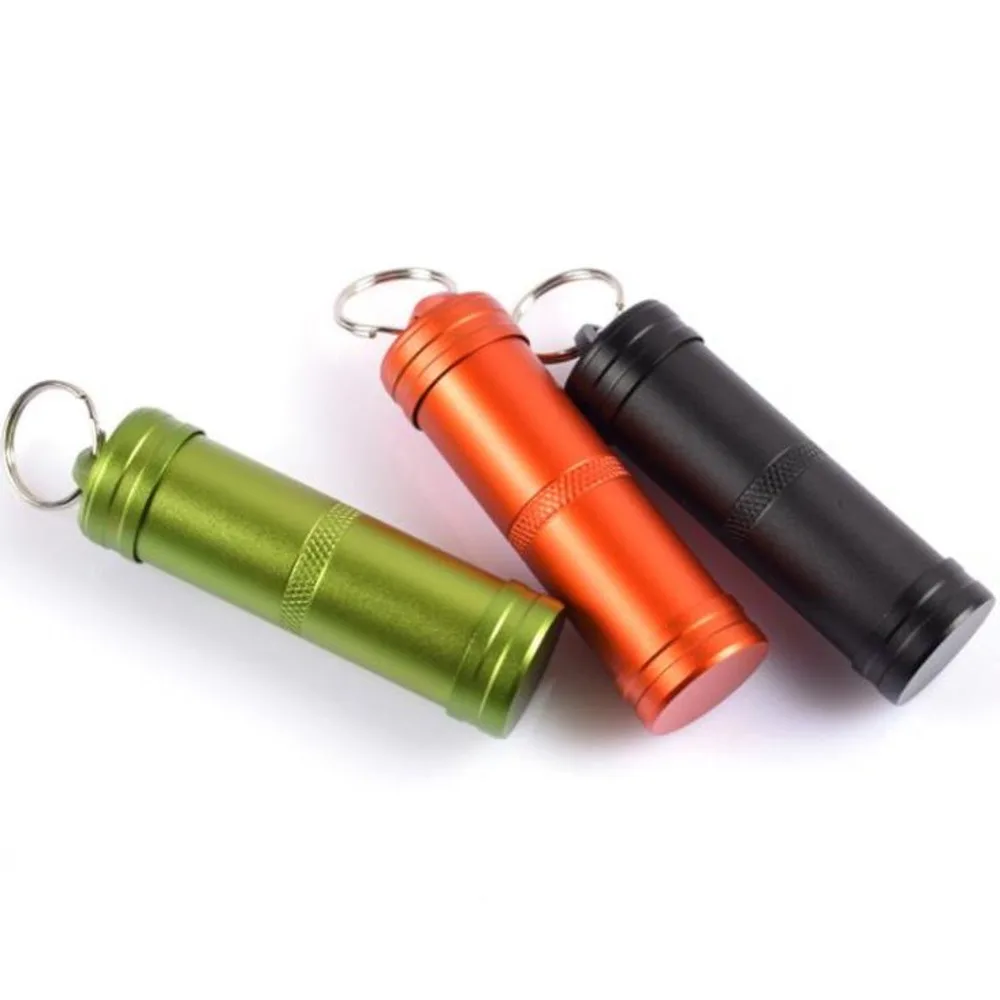 

100pcs Camping Survival Waterproof Pills Box Container Aluminum Medicine Bottle Key Chain Outdoor Emergency Travel Tool