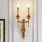 Настенный светильник с французским медным ангелом, фоновая настенная лампа для гостиной, спальни, прикроватной тумбочки, кабинета, лестницы, Европейский роскошный креативный