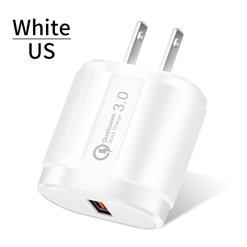 US White Быстрая зарядка 3,0 USB зарядное устройство для Xiaomi Mi 9 18 Вт Быстрая зарядка зарядное устройство для телефона с европейской вилкой настенная usb зарядка для iPhone samsung S10 - Тип штекера: US White