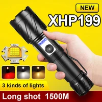 2022 new xhp199 high power led flashlight rechargeable tactical torch usb powerful camping 3 modes 18650 250000 lumen flashlight