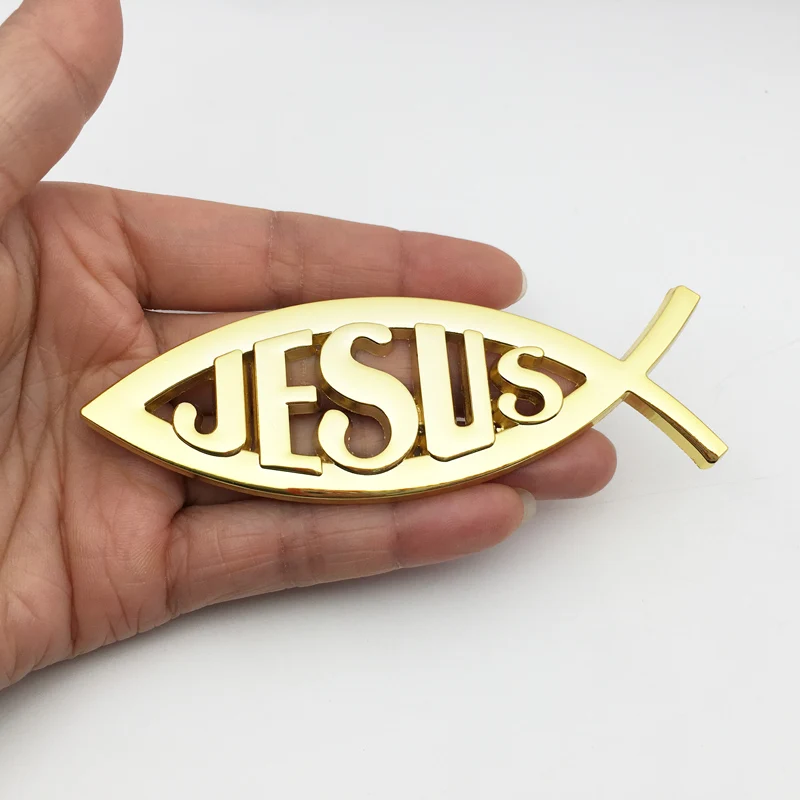 3D Металл Иисус Рыба символ логотип наклейка значок для автомобиля эмблема