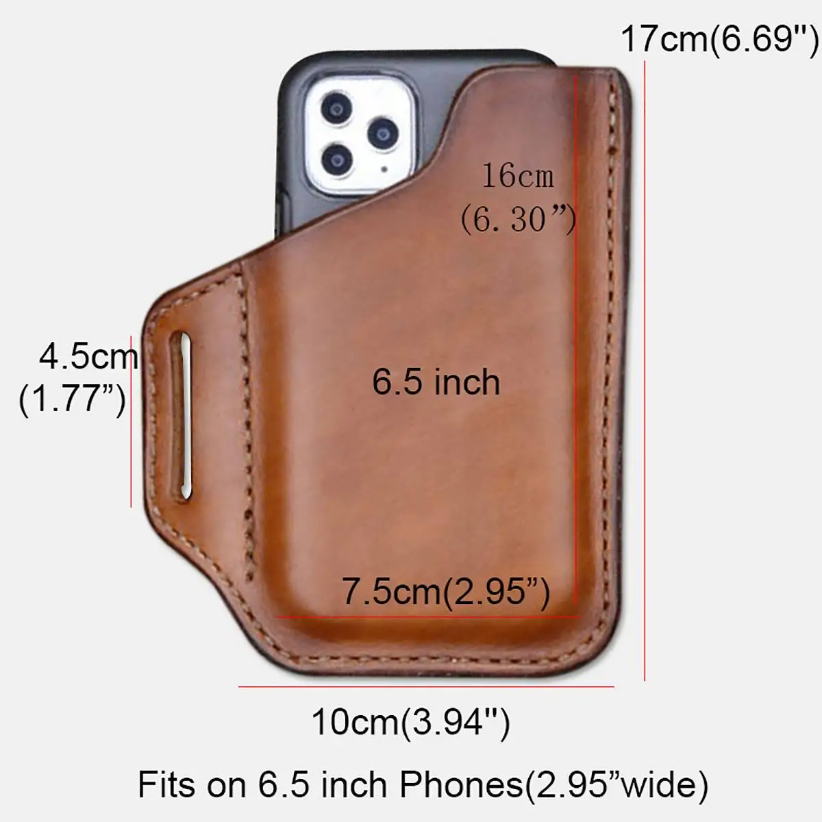 

Men's Genuine Leather Cellphone Holster Case Convenient Solid Color 6.3inch Phone Case Wallet Belt Bag Waist Bag