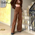 Джинсы женские коричневые в стиле пэчворк, модная уличная одежда в Корейском стиле, джинсовые брюки в стиле МОМ 90-х в стиле оверсайз