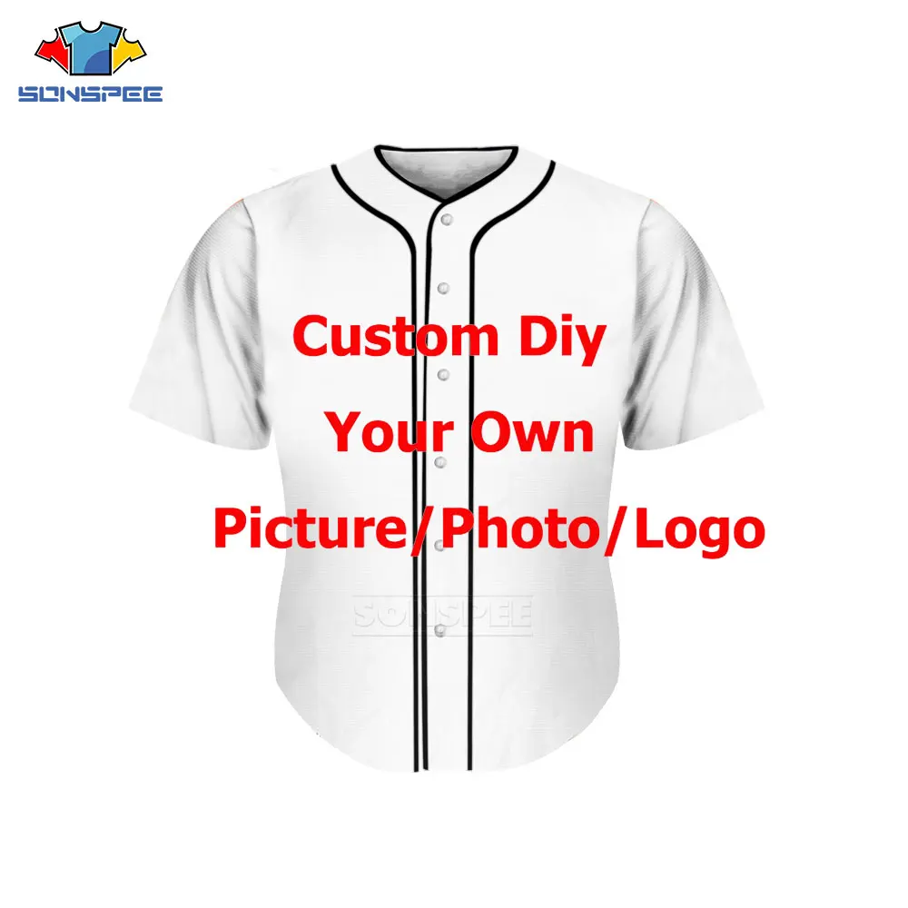 Купи SONSPEE 3D Print Privated Customized DIY Your Own Picture Photo Logo On Men's Baseball shirt Short Sleeve Casual Shirt Drop Ship за 1,034 рублей в магазине AliExpress