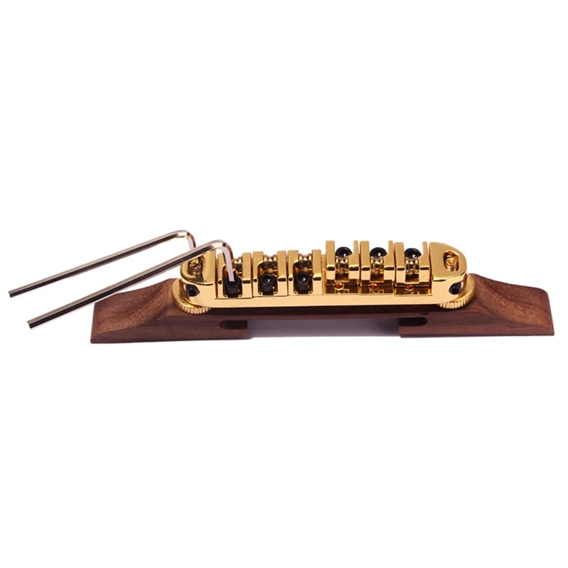 

Gold Roller Saddle Bridge Archtop Rosewood Base for Jazz Guitar