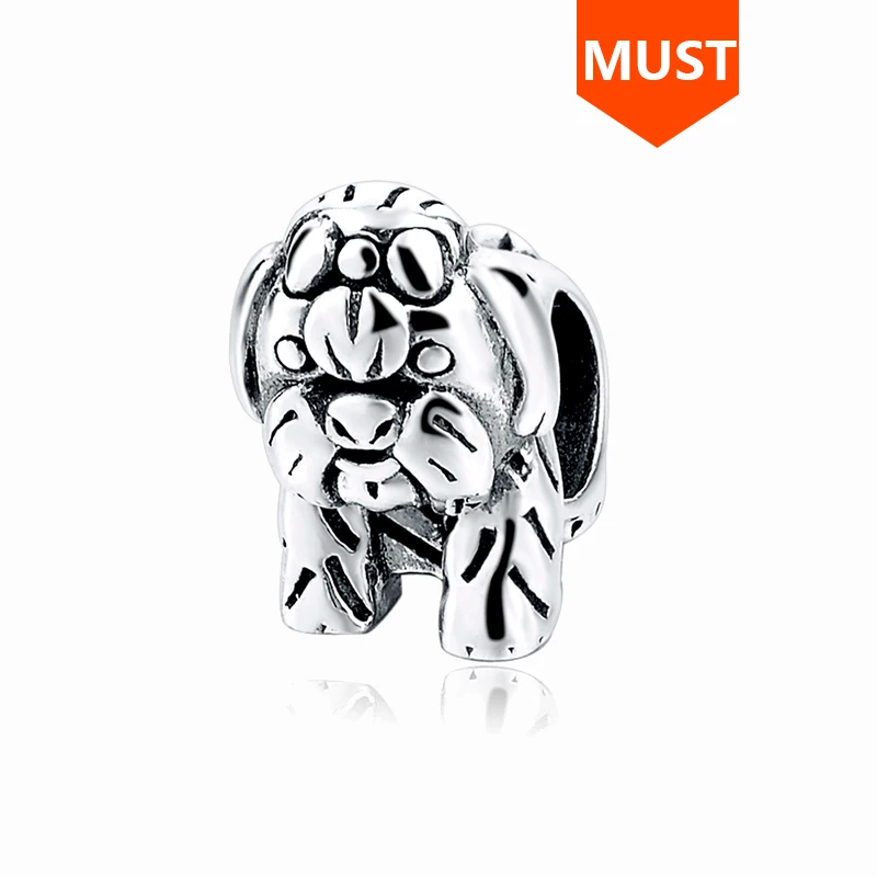 SG 925 sterling silver animal cute dog charm with vintage beads fit Bracelet diy Jewelry for women Gifts | Украшения и аксессуары