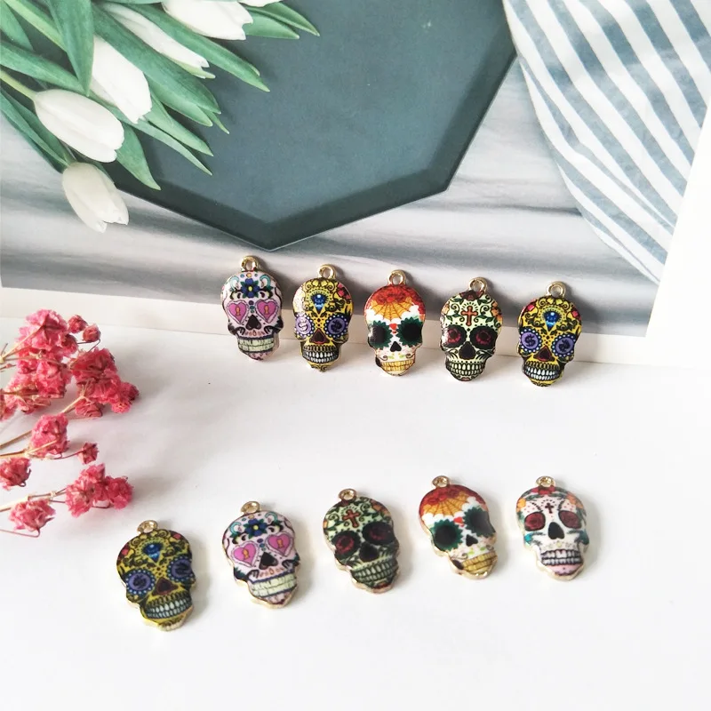 

Cute 4pcs Enamel Holloween Punk Skull Charms for Jewelry Making Pendant Handmade DIY Earrings Keychain Crafting Accessory