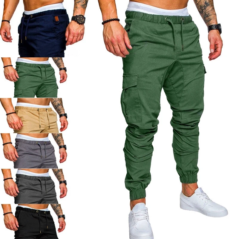 

Men Pants Joggers Sweatpants Casual Male Sportswear Solid Multi-pocket Cargo Trousers Hip Hop Harem Pants Slim Joggers Men