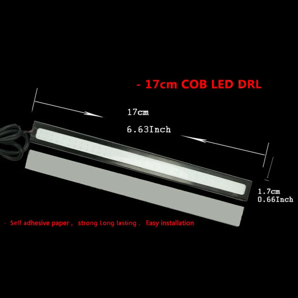 

Set Car LED Lights Accessories Luminous Parts 17cm COB Strip DRL Driving