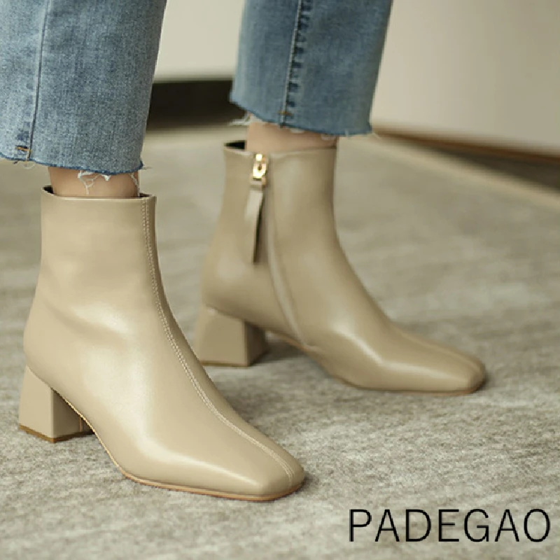 

Женские ботинки на молнии, винтажные Элегантные ботильоны с квадратным носком, 2020