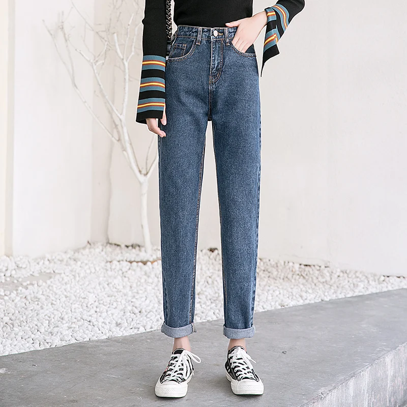 

High-waisted jeans women 2021 autumn and winter new Korean version of the elegant style wild was thin straight pants students ca