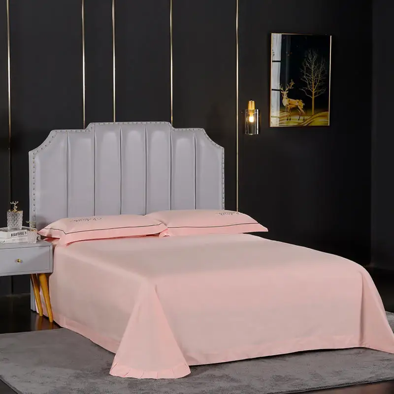 Простыня мягкая однотонная с вышивкой 100% хлопок 1 шт. + наволочки 2