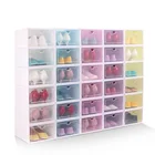 Прозрачный пластиковый раскладной бокс для обуви, утолщенный пыленепроницаемый и водонепроницаемый складной домашний комбинированный шкаф для обуви