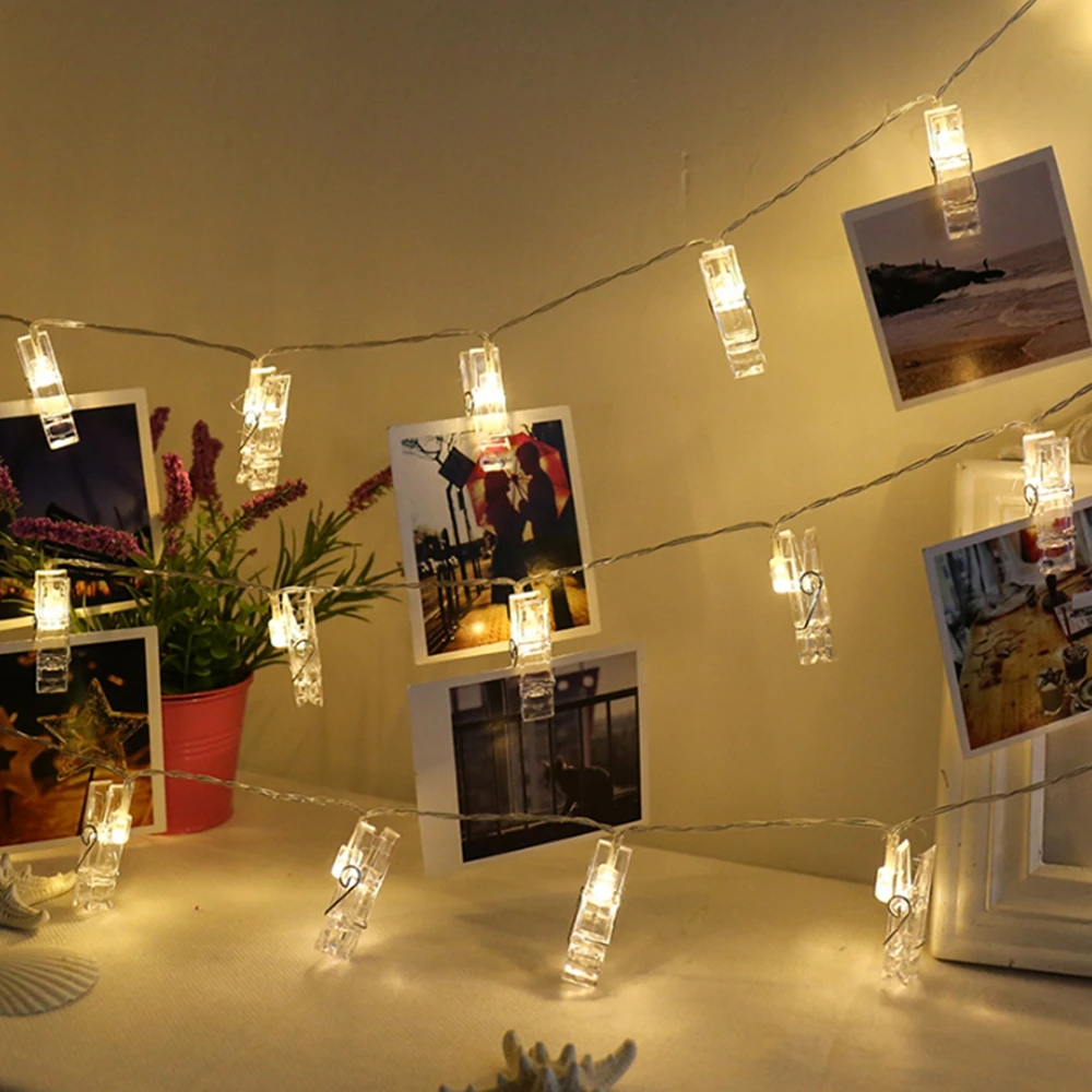

Room decorations 3AA Battery LED String Lights 6M 10M Photo Clip Bedroom Photo Wall Decor Christmas Fairy Garland Wedding Lights