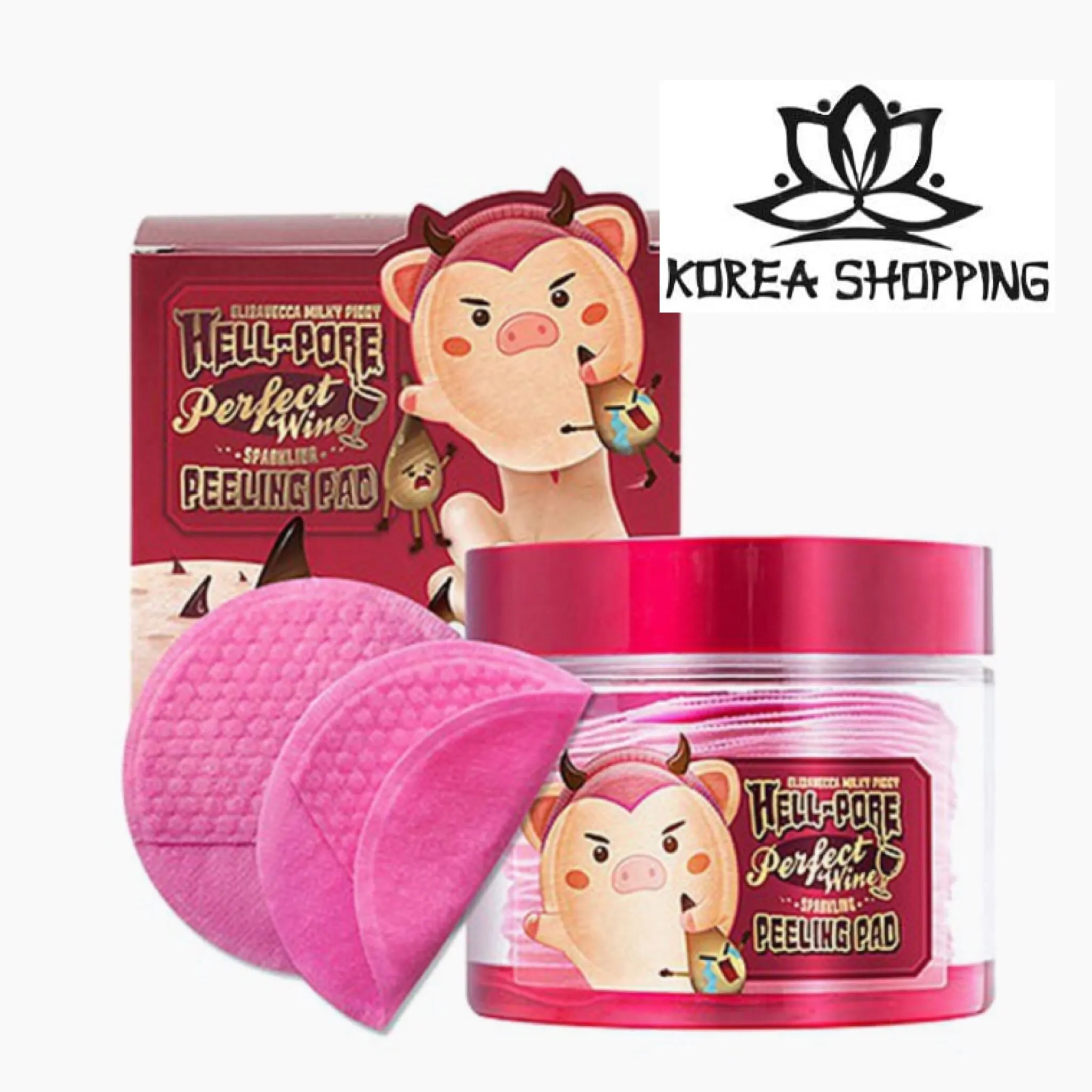 Очищающие пилинг пады на основе красного вина ELIZAVECCA Milky Piggy Hell Pore Perfect Wine Sparkling Peeling