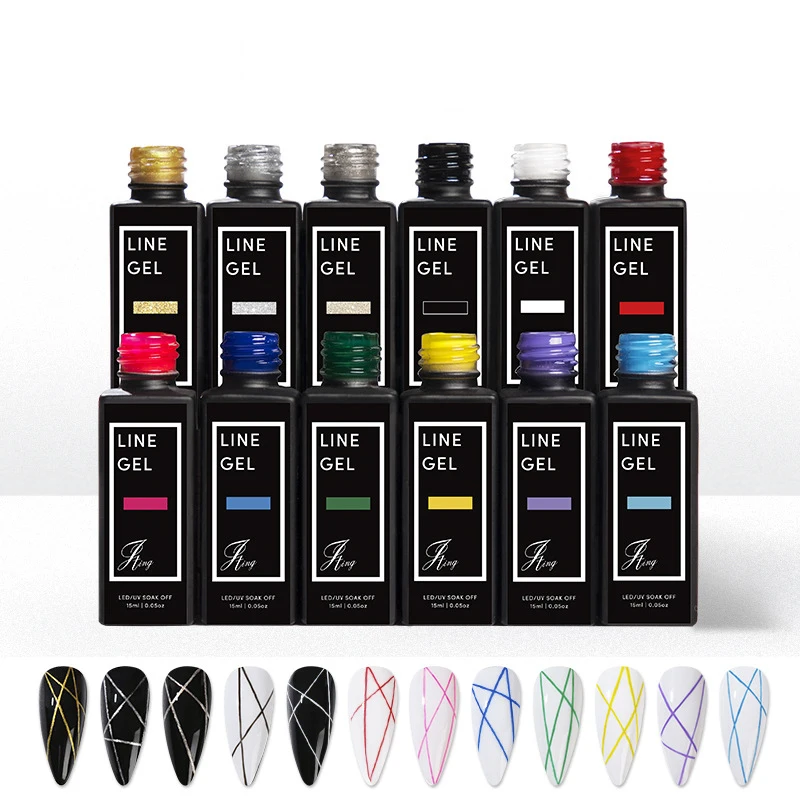 

15ml Nail Art Line Polish Gel For Led Paint Nails Drawing Uv Nail Builder Gel Diy Painting Varnish Liner Gel Nail Design 2021