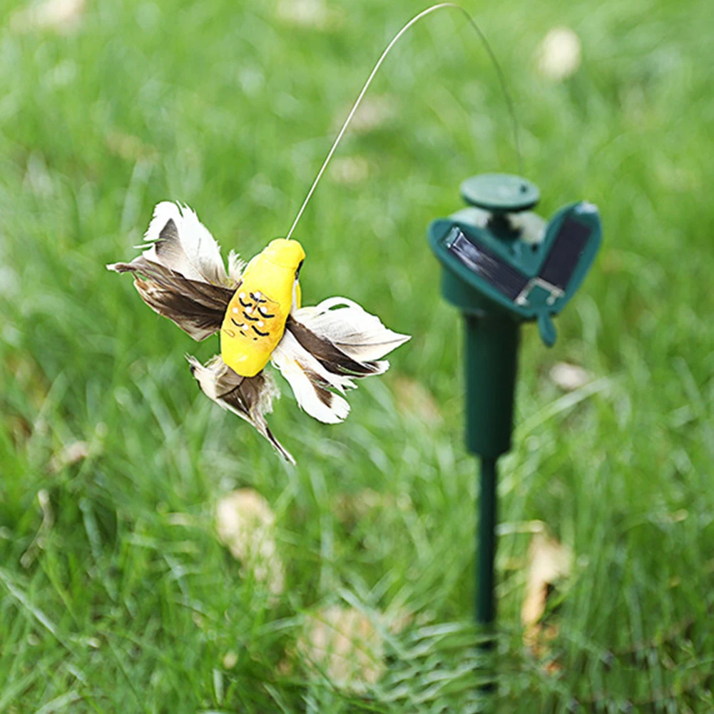 

1pc Plastic Solar Powered Flying Butterfly Bird Sunflower Yard Garden Stake Ornament Decor Butterflies Hummingbird Garden