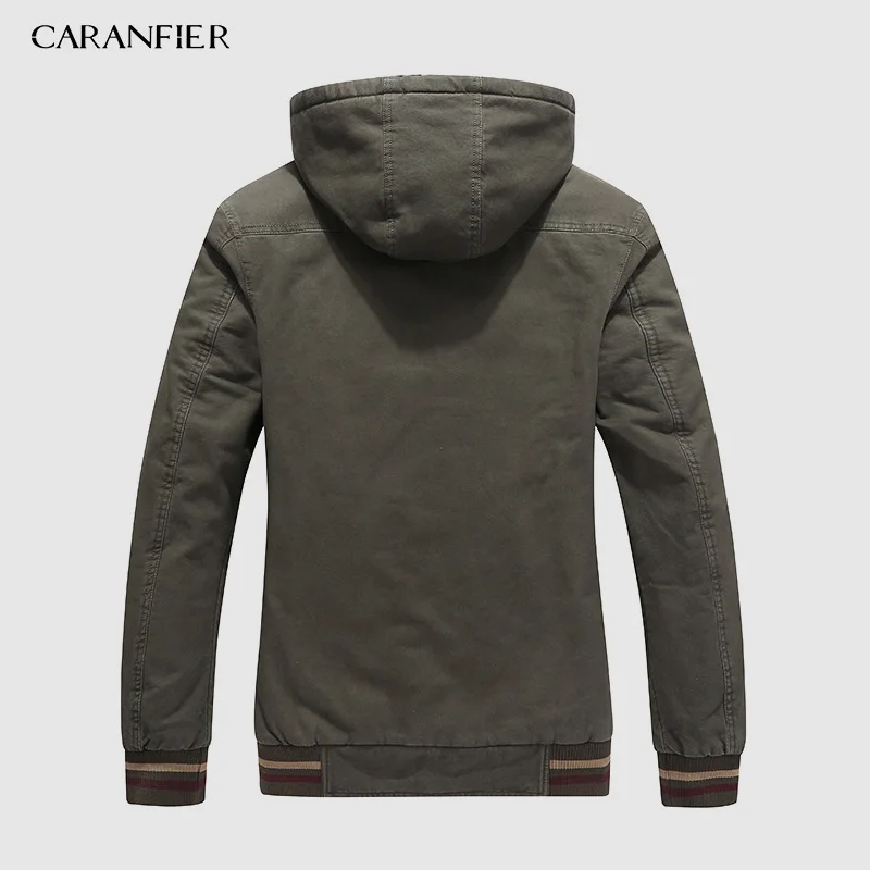 CARANFIER Новая мужская внутренняя флисовая Толстая теплая зимняя куртка мужская брендовая одежда парки с капюшоном Пальто 5XL верхняя одежда jaqueta masculina
