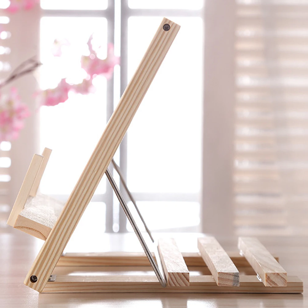 Cook Rest Rack Home Portable Pages Fixed Wooden Frame Reading Stand Adjustable Angle Non-toxic Foldable Lightweight Book Holder |