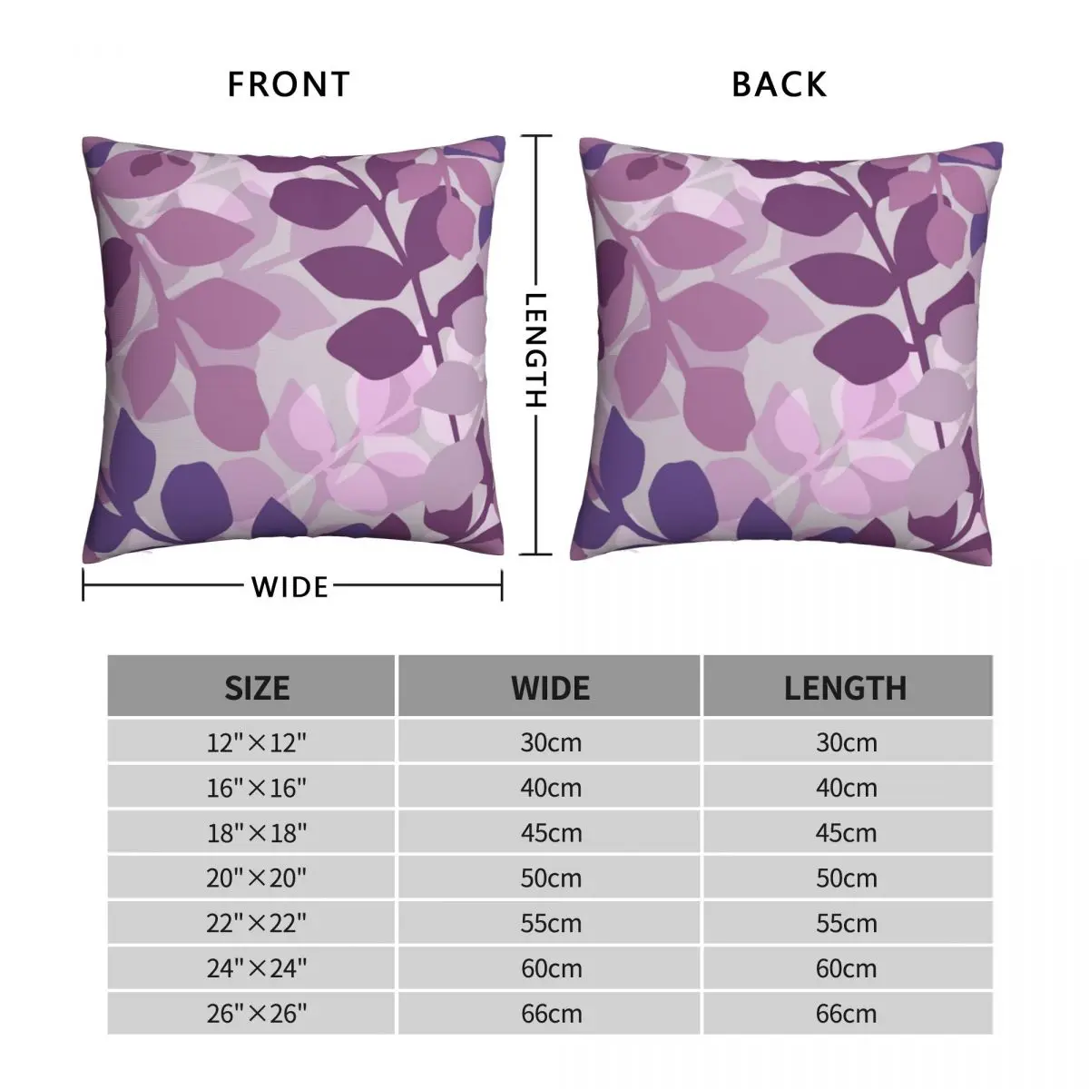 Ультрафиолетовый лавандовый лиловый фиолетовый квадратный чехол с листьями для