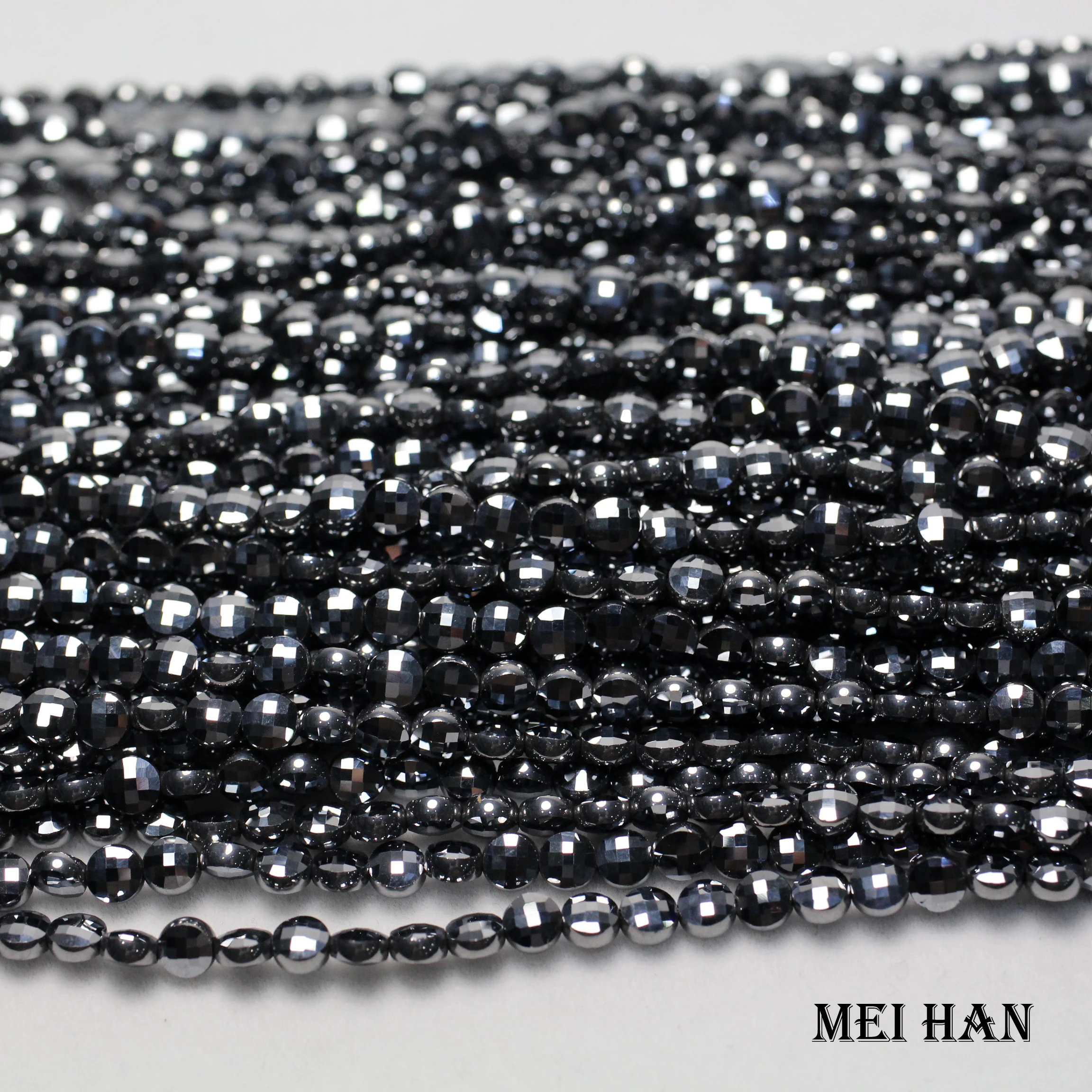 Meihan (3 нити/комплект) натуральные 4 мм Terahertz ограненные монет круглые свободные