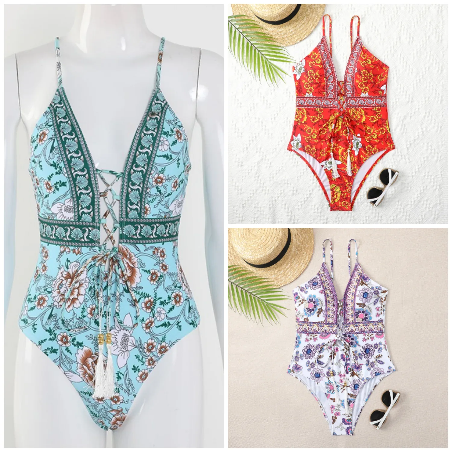 

Сексуальный v-образный вырез, цельный Цветочный купальник, золотистый купальник, одежда для плавания для женщин, открытая спина, купальный к...