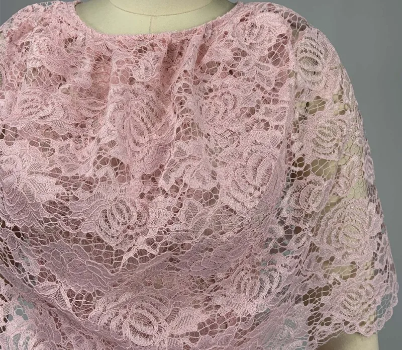 

Autumn Winter Dress Women 2021 Elegant Sexy Hollow Out Pink Lace Dress Casual Plus Size Slim Office Pencil Bodycon Dresses 5XL