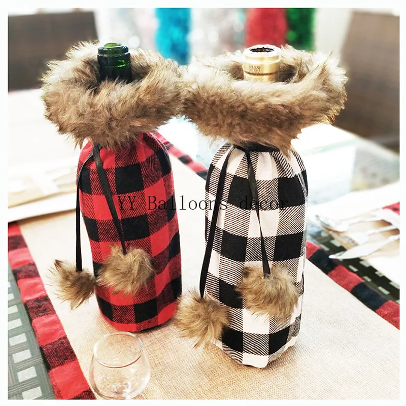 2pcs 2020 Christmas Red Wine Bottle Covers Bag Santa Clause Linen Champagne Party Home Decor Table | Дом и сад