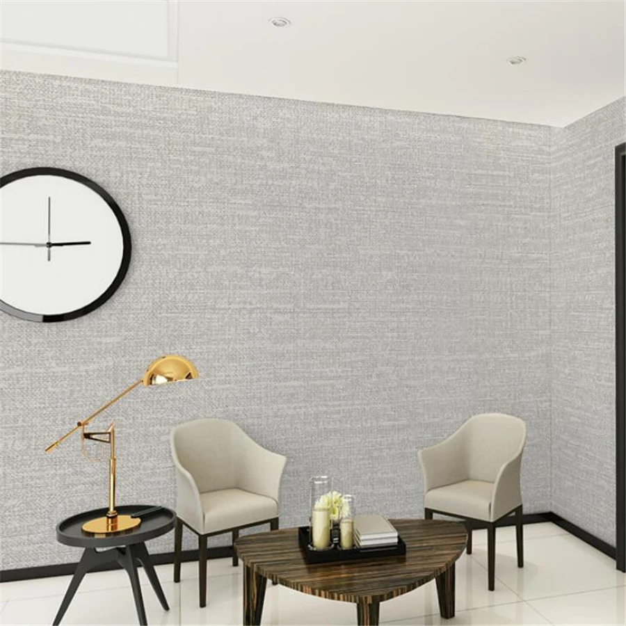 beibehang Pure pigmented linen pattern imitation straw wallpaper shop office hotel engineering Chinese retro gray обои | Обустройство