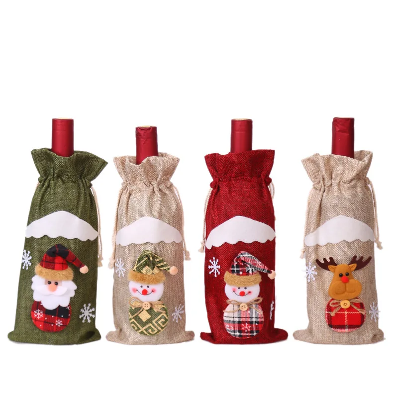 

Christmas Santa Snowman Elk Wool Blend Wine Bottle Apron Cover Wrap Xmas Dinner Party Table Decoration Brand New