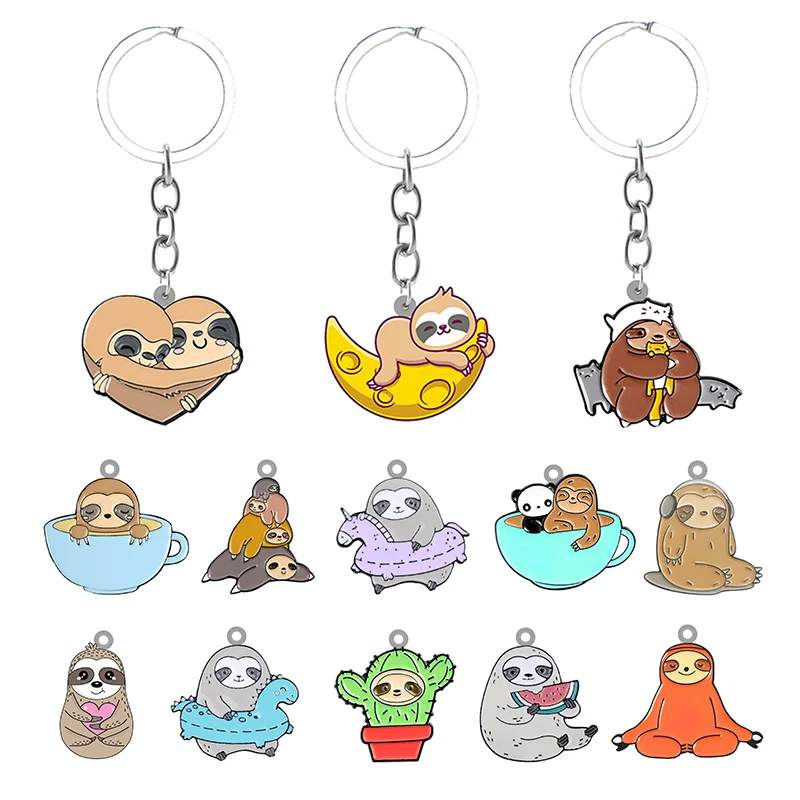 TAFREE Creative Key Rings Lovely Sloth Shape Cartoon Keychain for Car Key Resin Epoxy Jewelry for Backpack School Bag Jewelry