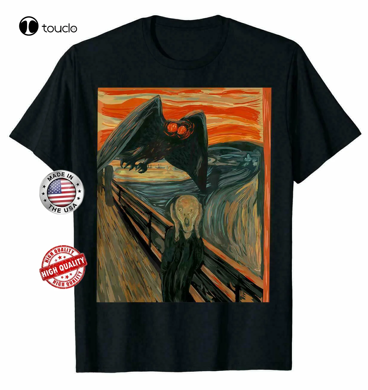 

New Mothman Scream Wv Art Cryptid Black T-Shirt S-6Xl Tee Gift For Men'S Women Tee Shirt Cotton T Shirt Unisex Fashion Funny New