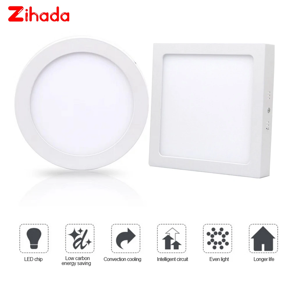 Квадратная/круглая Светодиодная панель потолочный светильник 6 Вт 12 18 24