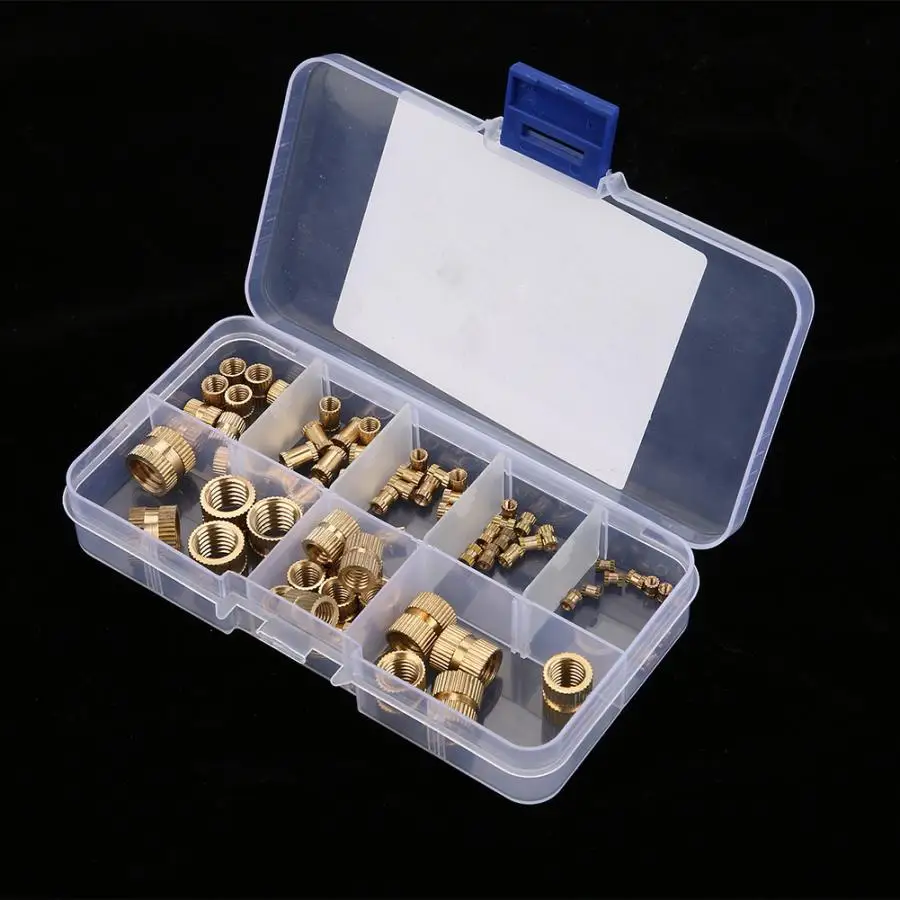 Вставки 70 шт. M2-M10 латунный цилиндр с круглым накатанным стержнем-вставка