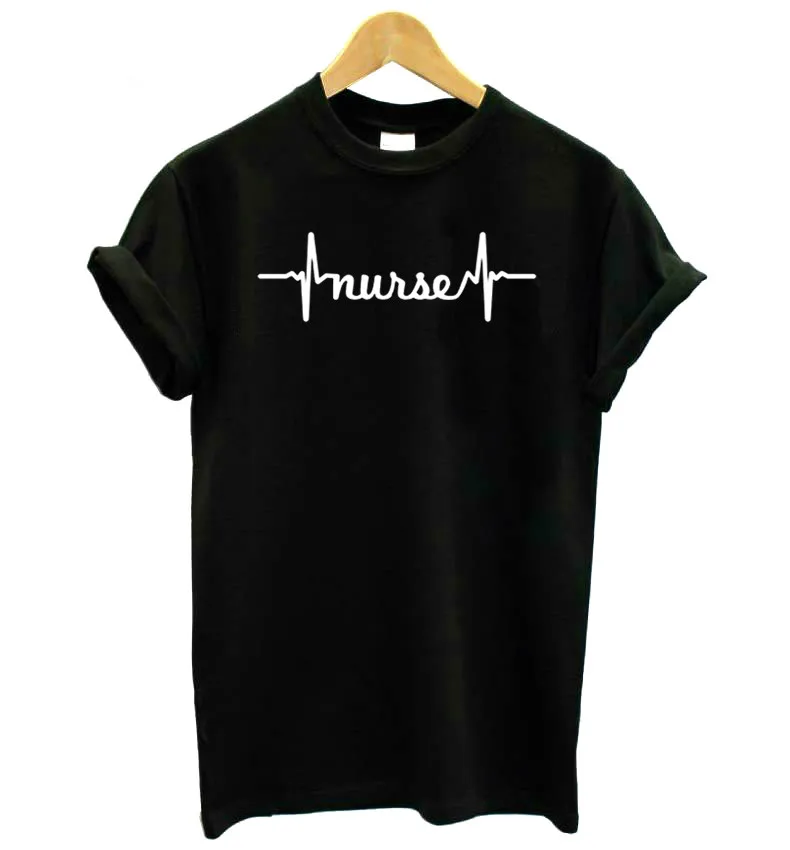 

Women T Shirt Nurse Heartbeat Print Tshirt Women Short Sleeve O Neck Loose T-shirt Ladies Summer Causal Tee Shirt Clothes Tops