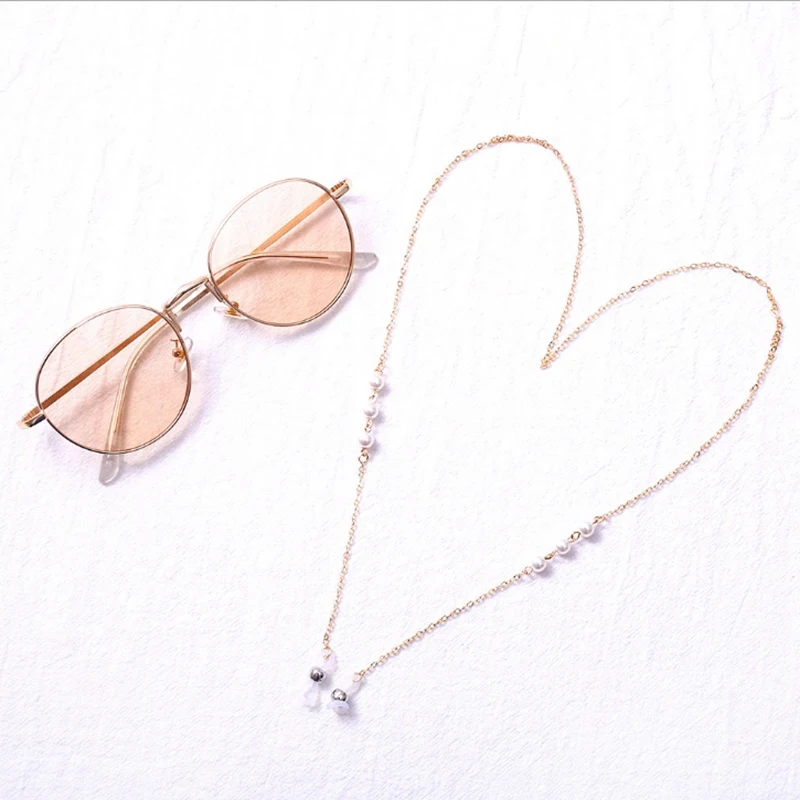 Ремешок из нержавеющей стали для очков роскошный браслет 70 см с белым жемчугом