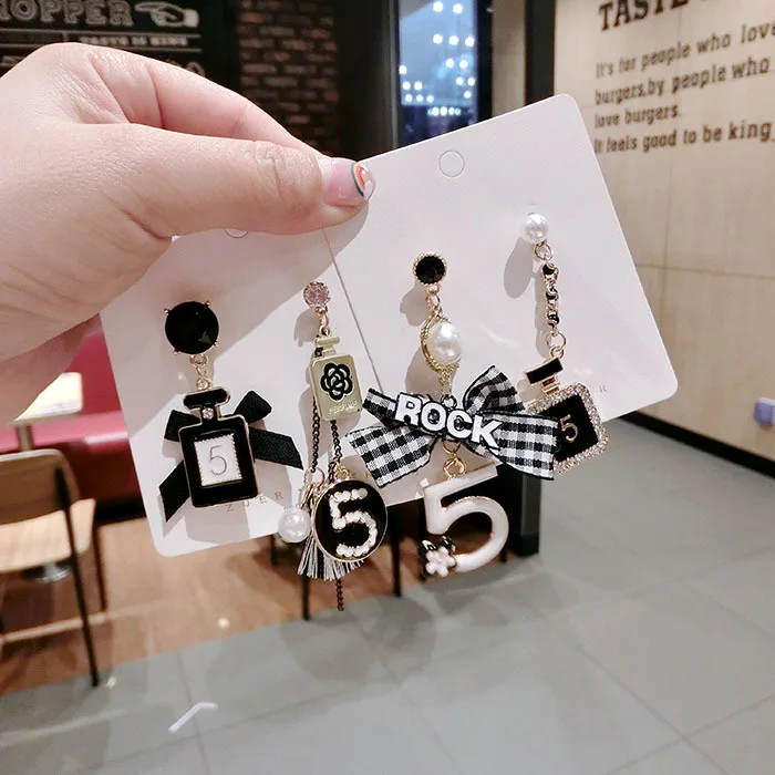 Модные роскошные длинные серьги-кисточки парфюмерная бутылка Камелия 5 черные