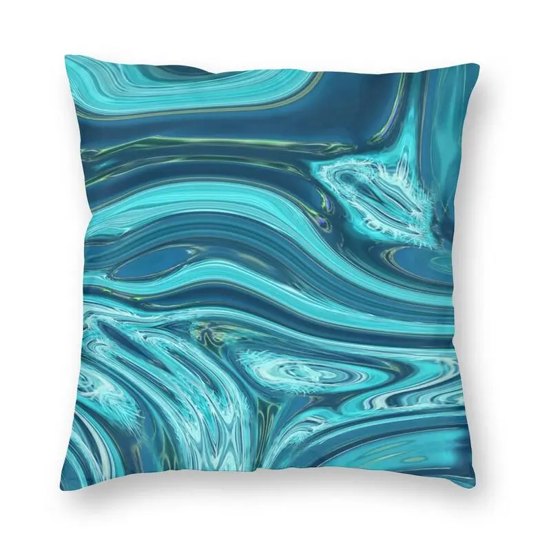 

Abstract Ocean Waves Blue Marble Pattern Teal Swirls Square Pillow Cover Home Decor Cushions Throw Pillow for Living Room