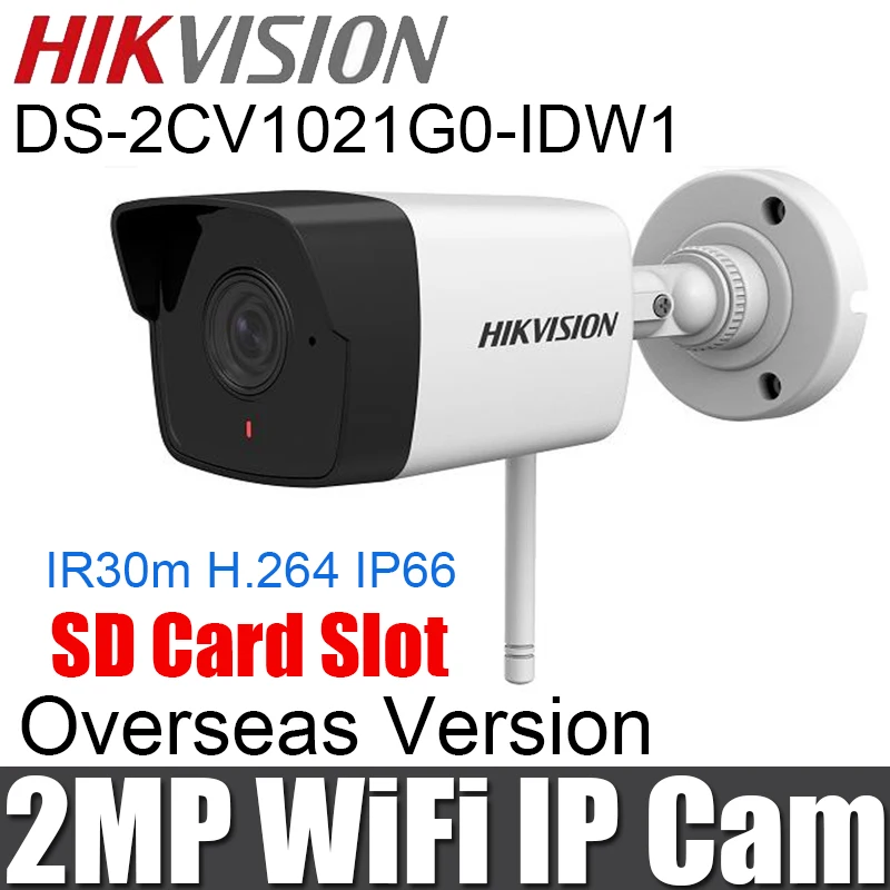Hikvision DS-2CV1021G0-IDW1 2MP Беспроводная ip-камера wifi IR 30 м с sd-слотом для карт H.264 Водонепроницаемая камера видеонаблюдения оригинальная