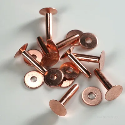 Remache de meteorito de cobre de 100 piezas, columna en blanco, herramienta de cuero de fijación de remache de cobre