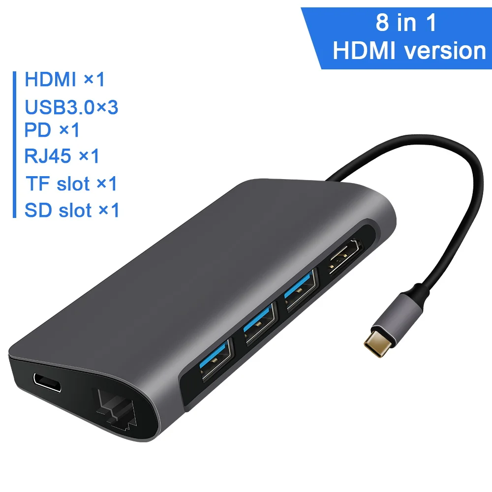 Thunderbolt 3 USB C концентратор тип C к HDMI 4K 30 Гц RJ45 3 порта USB 3,0 VGA адаптер конвертер для MacBook Pro samsung Galaxy S9 S10 - Цвет: stangard