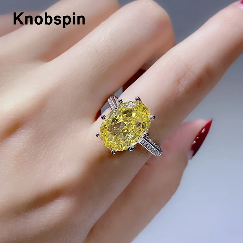 

Knobspin 100% 925 Sterling Silver 2021 Fashion Classic 10*14 Oval High Carbon Diamond Charm For Women Rings Fine Jewelry Wedding
