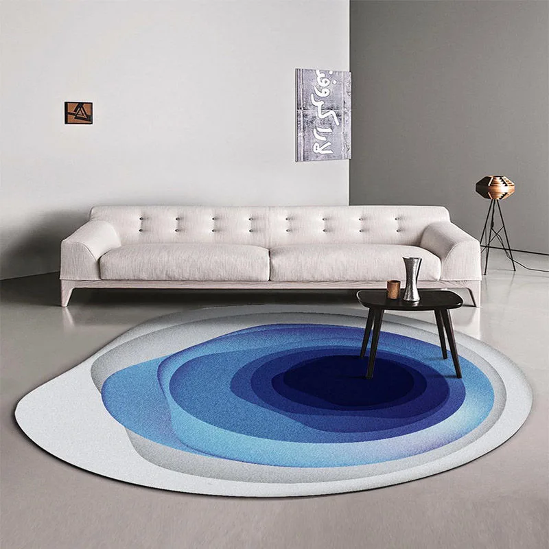 Неровные круглые синие коврики для спальни гостиной Нескользящие большие мягкие