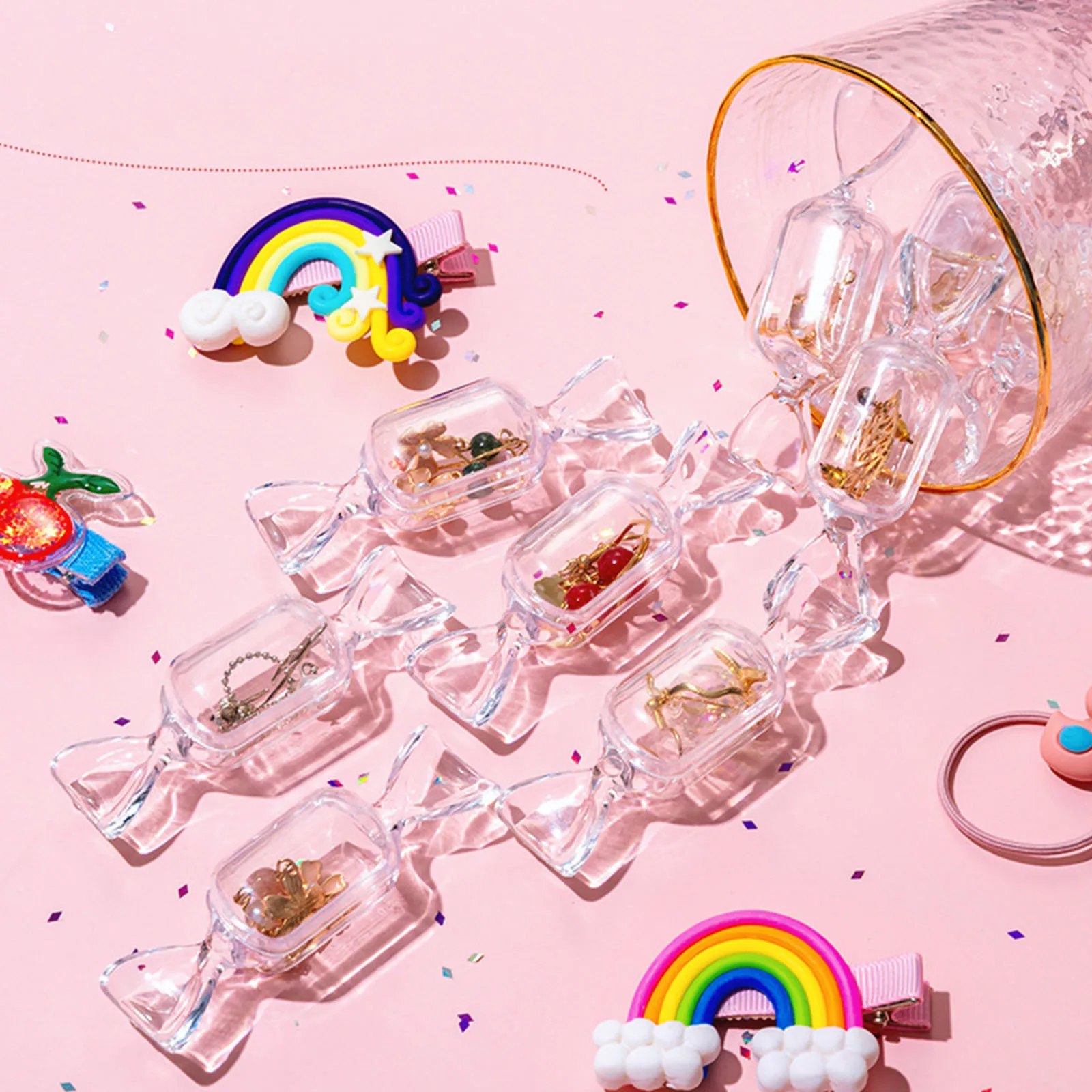 Портативный милые девушки конфеты Форма прозрачная коробка для хранения