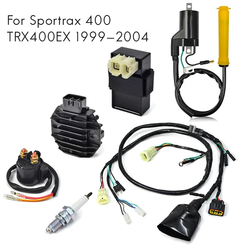 

CDI Box Ignition Coil Spark Plug Wire Harness Starter Relay & Rectifier Assy for Honda Sportrax 400 TRX400EX 1999-2004