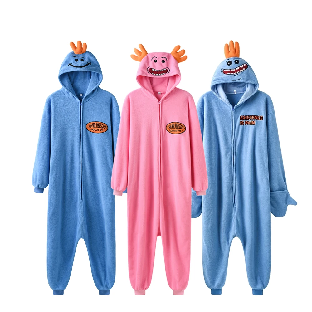 New Adult Onesie Couples Pajama Anime Women Men Jumpsuit Sleepwear Thick Winter Warm Festival Party Pyjama