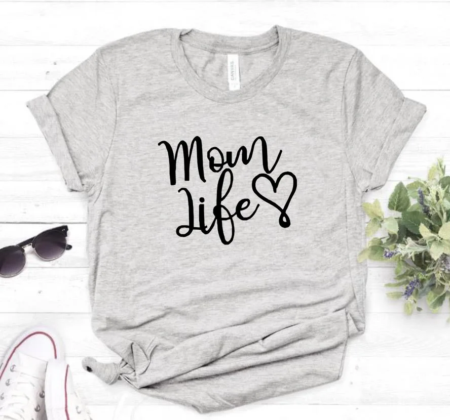 Женская футболка с принтом сердца и буквы mom life хлопковая Повседневная забавная