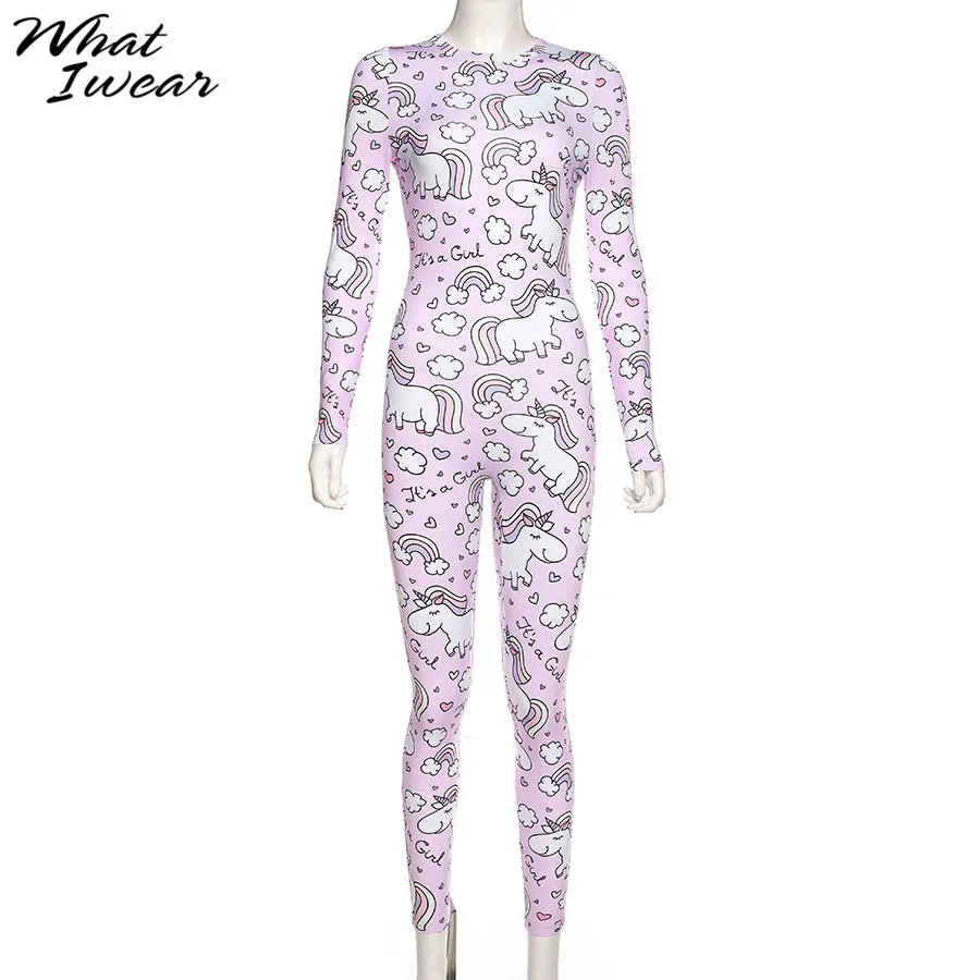 Women Cartoon Print Jumpsuits Fitness Stretchy Tracksuit Cute Rompers Fashion long sleeve Bodysuits skinny hide zipper 2020 |