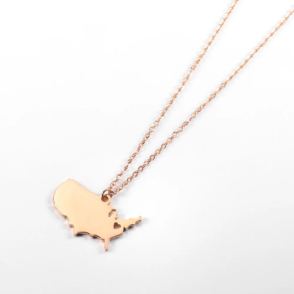 Legenstar США Карта страны цепи кулон ожерелье для женщин мужчин Шарм серебро золото